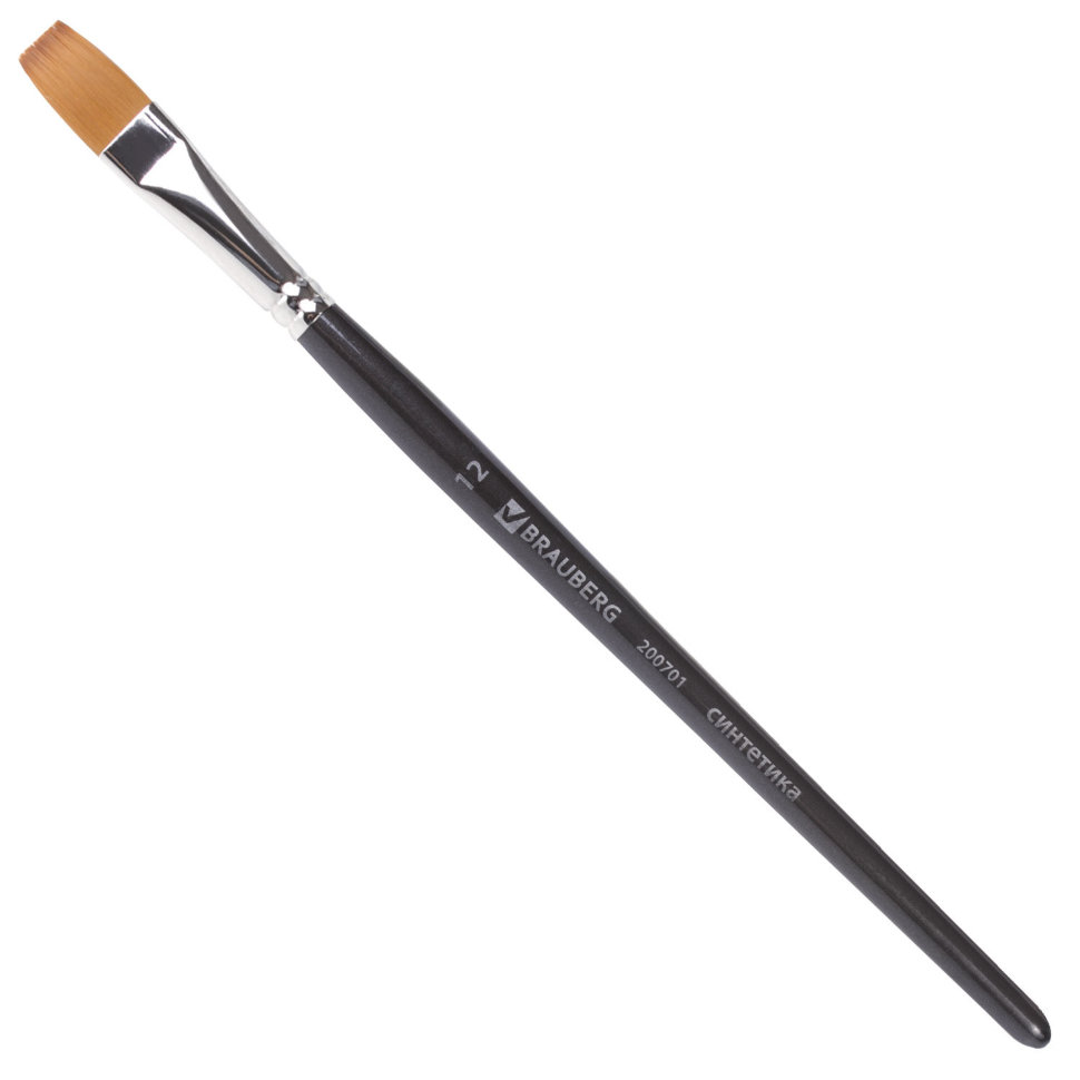 Кисть художественная синтетика мягкая, плоская, № 12, короткая ручка 200701 цена за 5 шт , 